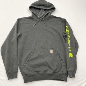 Carhartt Hoodie Loose Fit Sweatshirt Mens Small Gray Logo Grunge Workwear